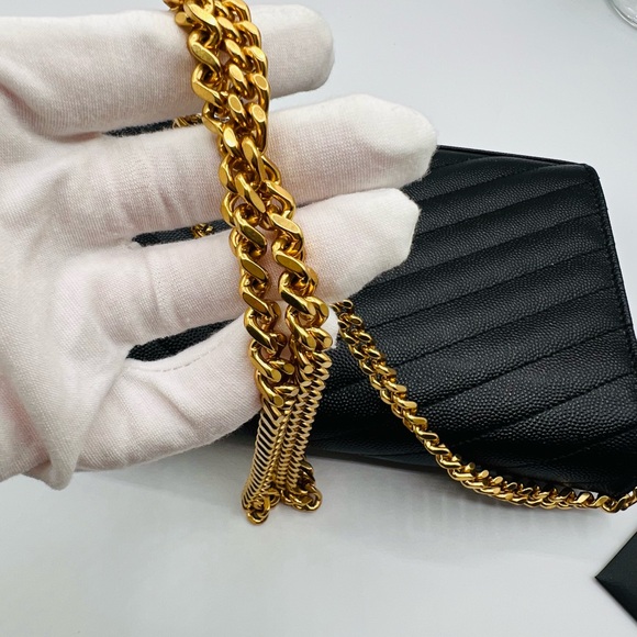Saint Laurent Black Leather Cassandra Bag with Gold Chain w/ Dust Bag and Box - Picture 13 of 15